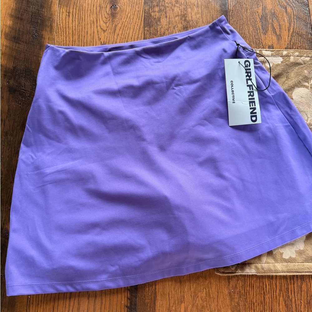 Girlfriend Collective Women Skort Sz L Purple Lined Tennis Large NEW $78. SALE